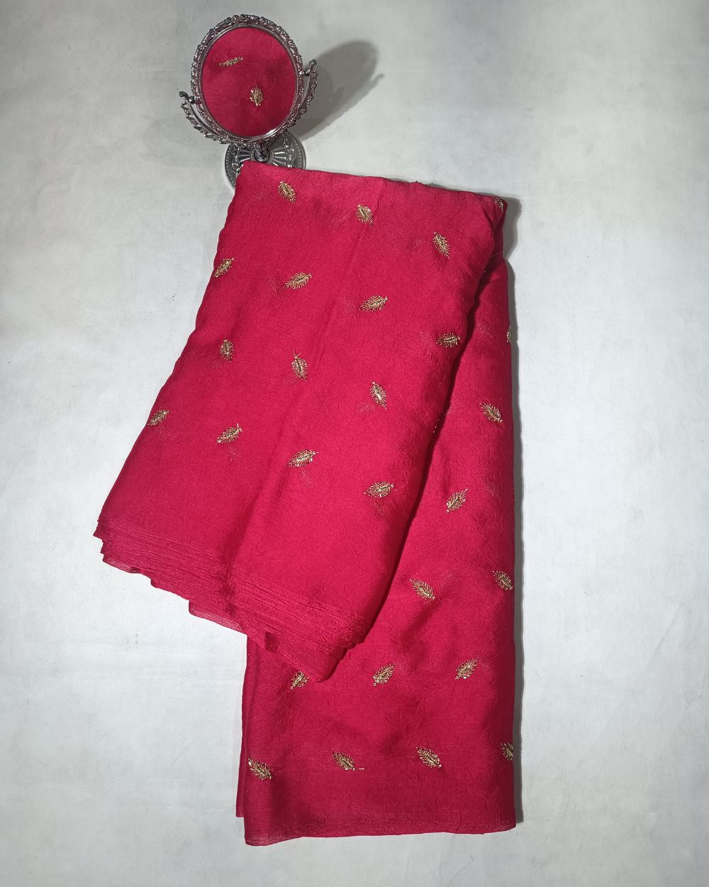 Rangoli Crush Silk Work Rani Pink Colour 44 Inches Width