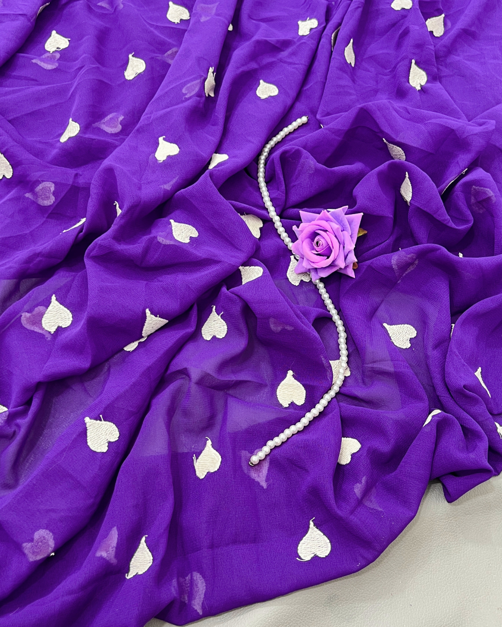 Georgette Work Purple Colour 44 Inches Width