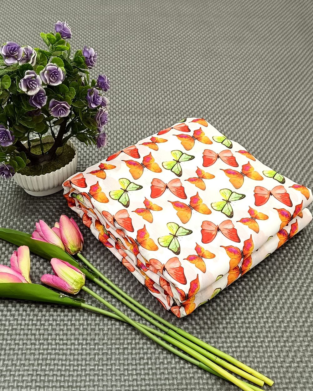 Pure Soft Printed Cotton White Colour 44 Inches Width