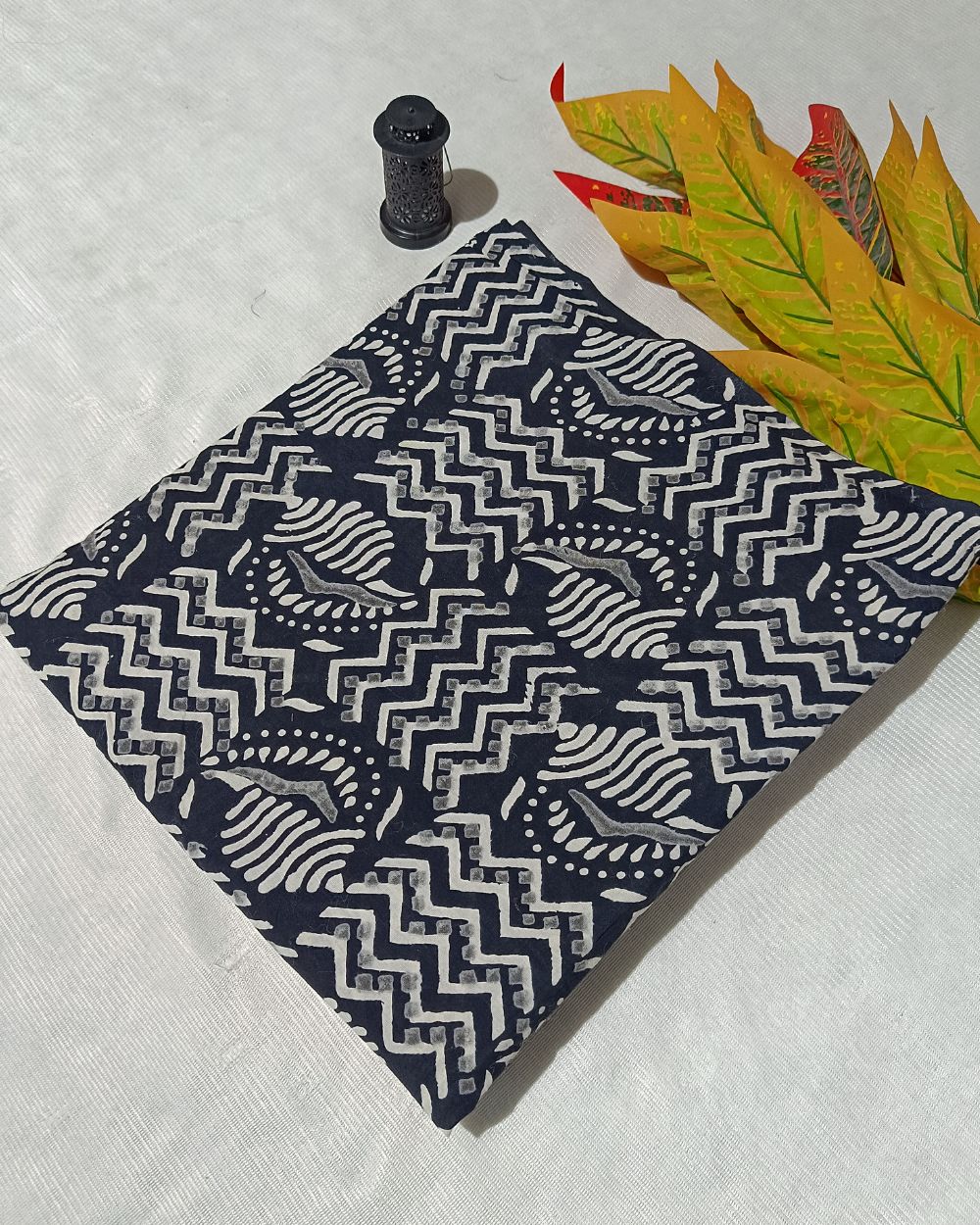 Hand Block Printed Cotton Monochrome Black Colour 42 Inches Width