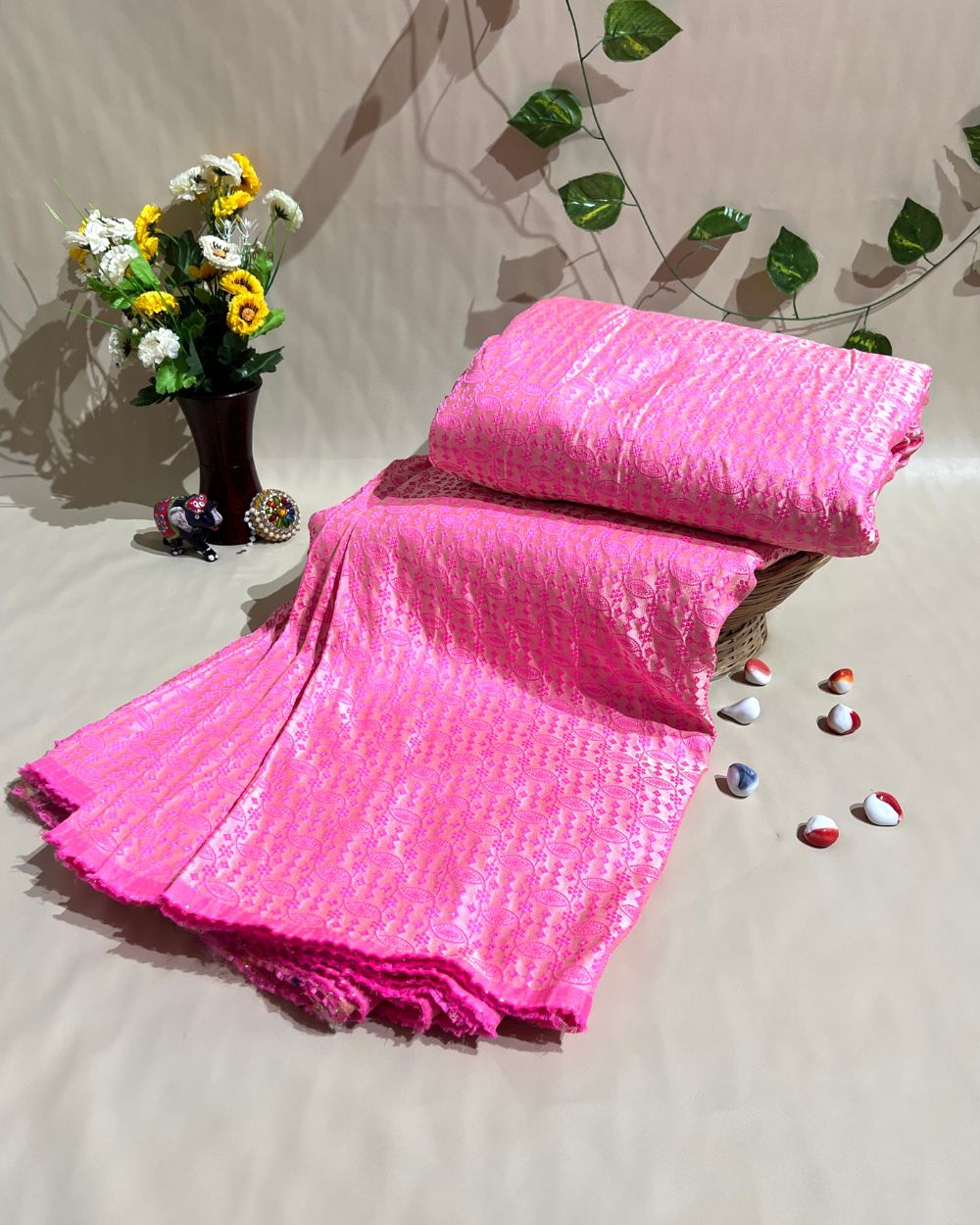 Brocade Baby Pink Colour 60 Inches Width