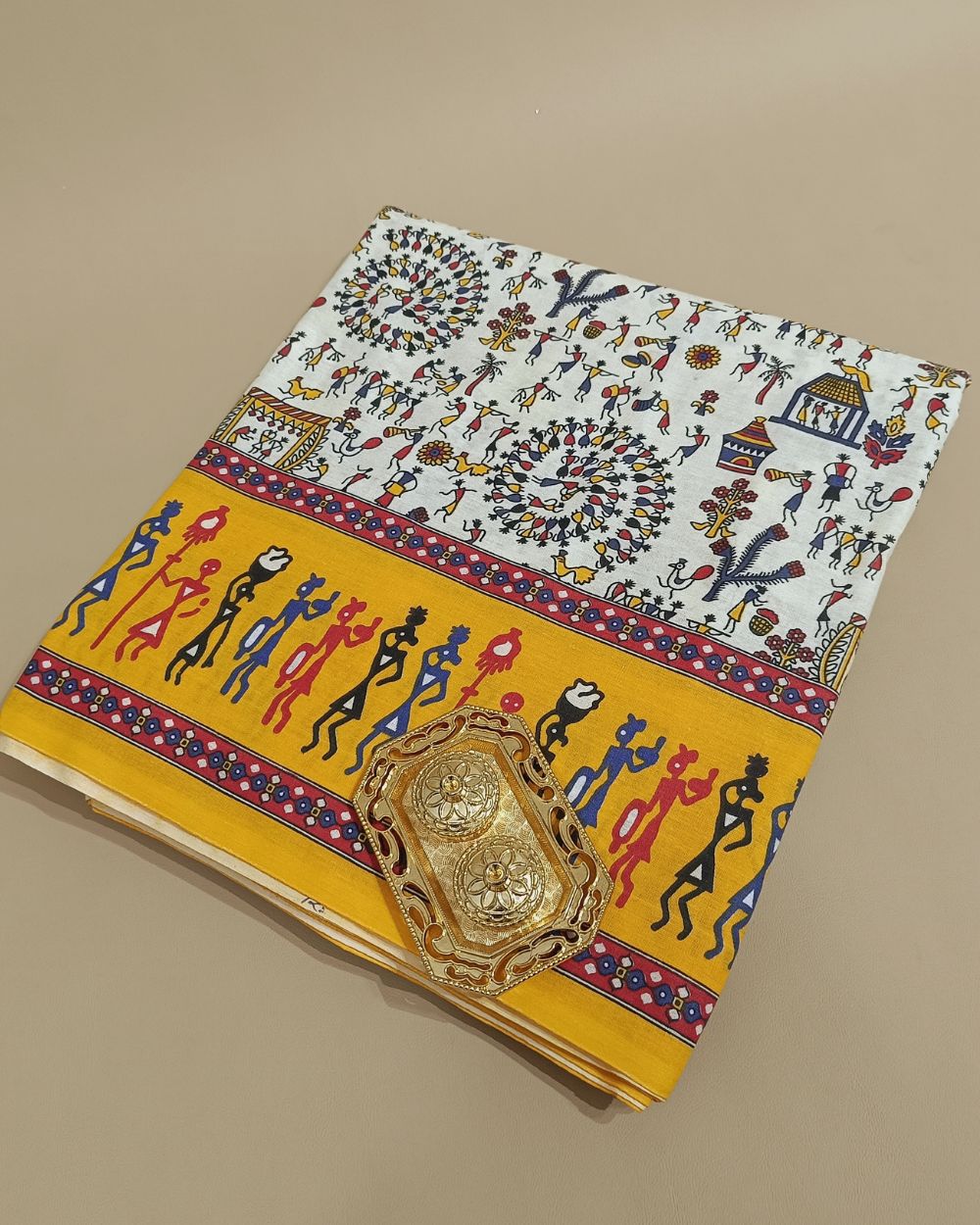Cotton Warli Print White Colour 44 Inches Width
