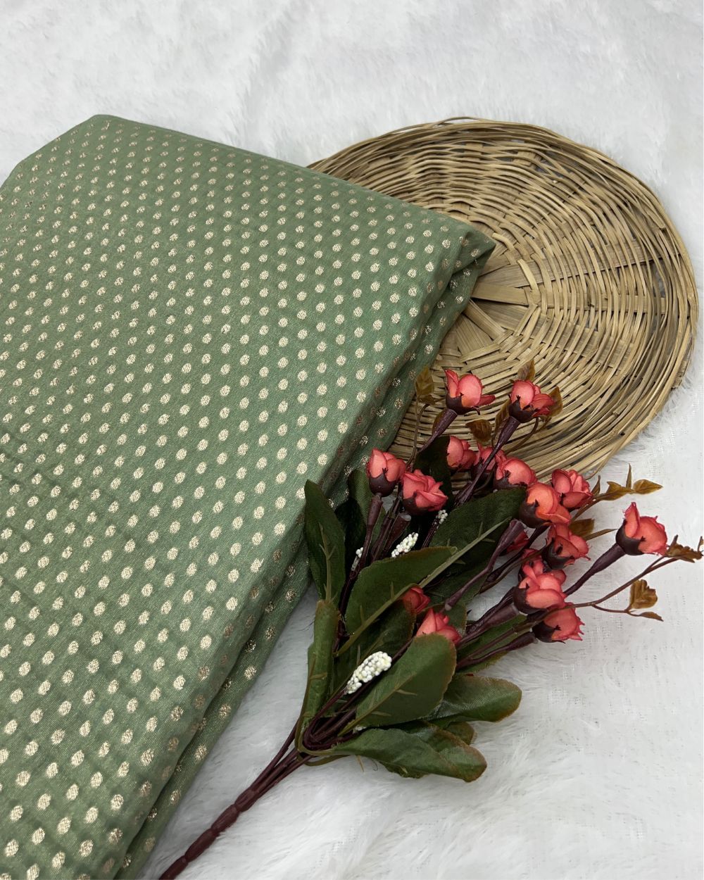 Chanderi Zari Work Pastel Green Colour 46 Inches Width