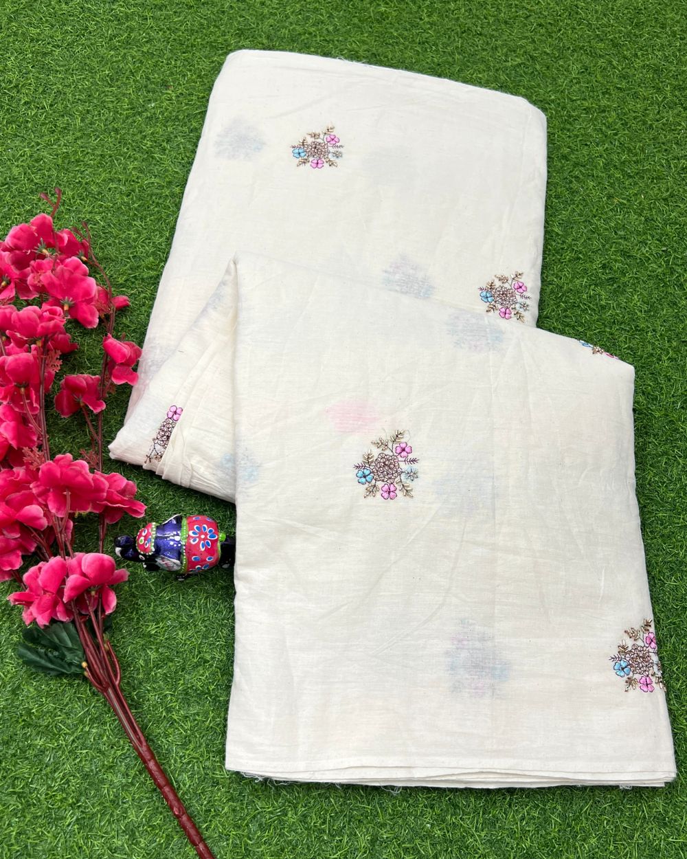 Kora Cotton Work Multicolor 45 Inches Width