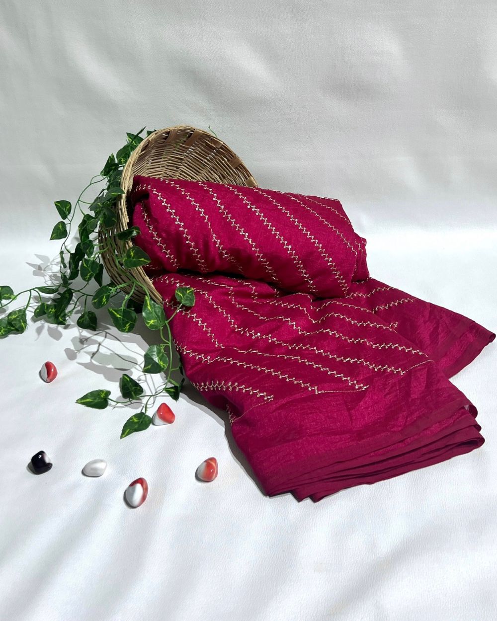 Vichitra Silk Work Hot Pink Colour 44 Inches Width