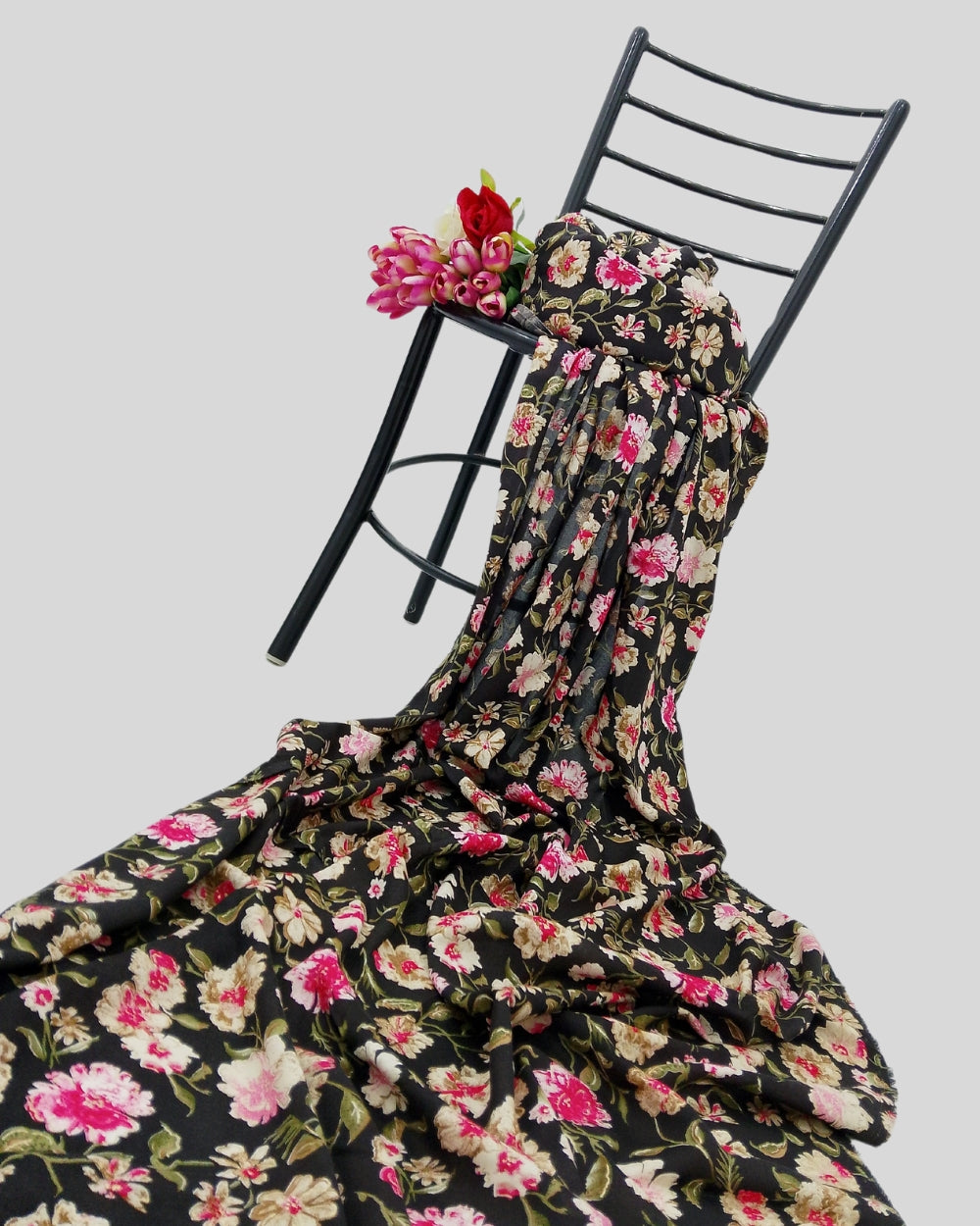 Rayon Foil Print Black Colour 44 Inches Width