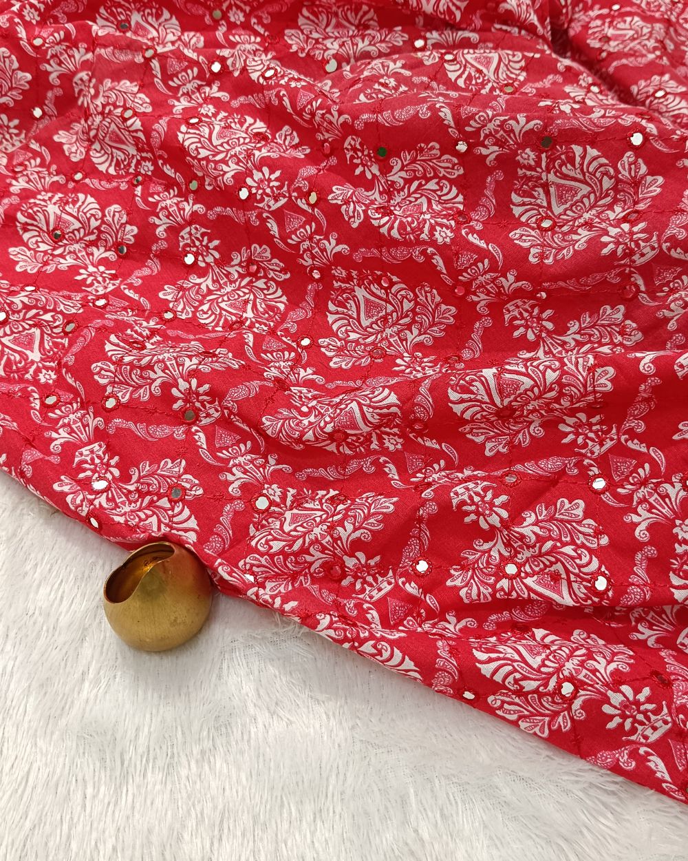 Cotton Abla Work Red Colour 42 Inches Width