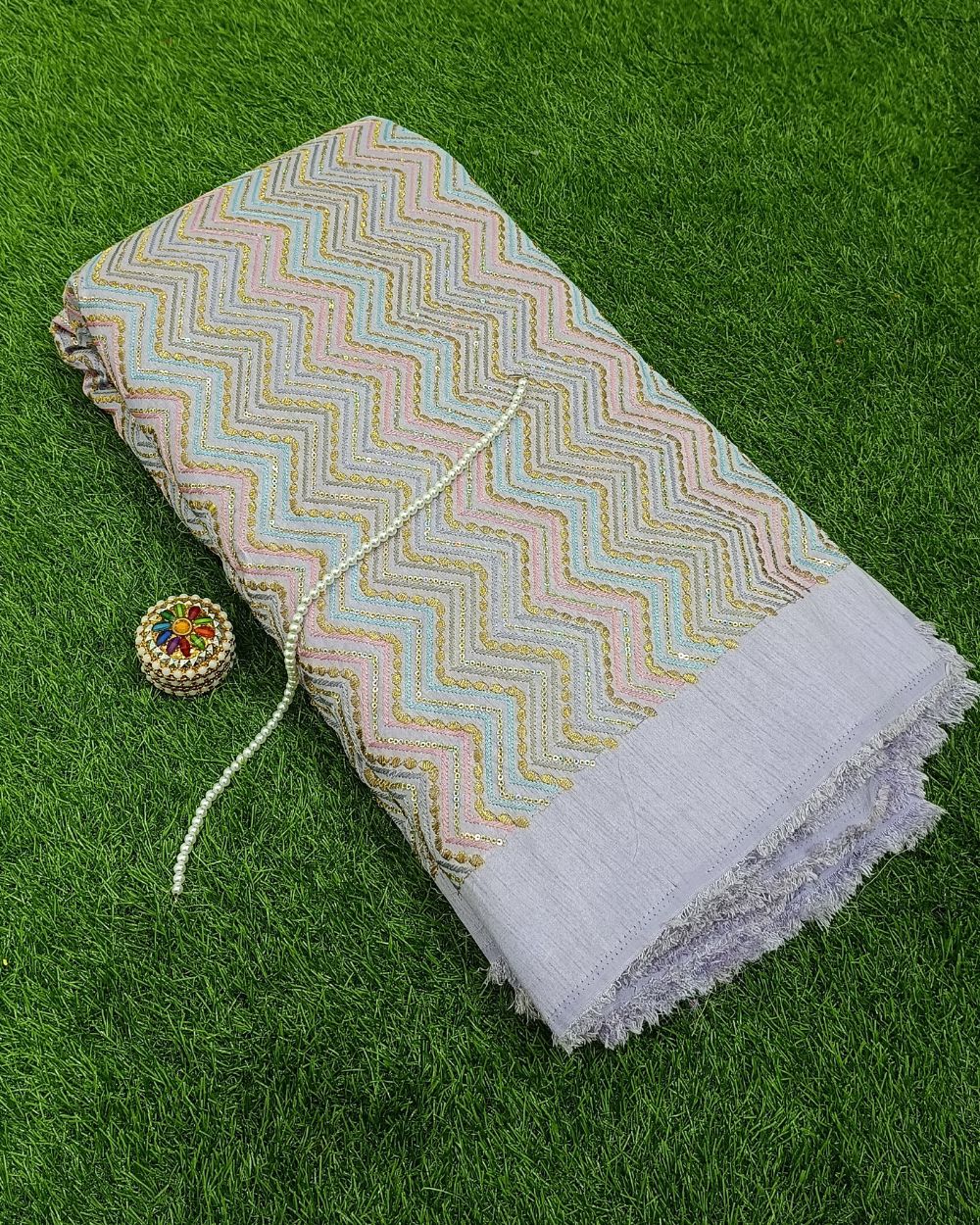 Raw Silk Work Lavender Colour 44 Inches Width