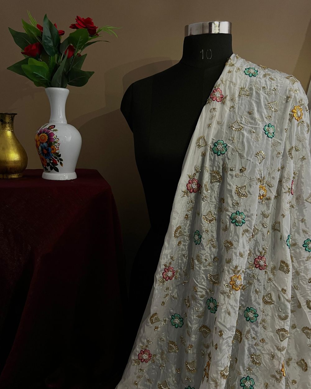 Natural Soft Crepe Work White Colour 45 Inches Width