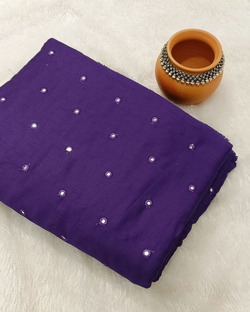 Cotton Abla Work Purple Colour 42 Inches Width