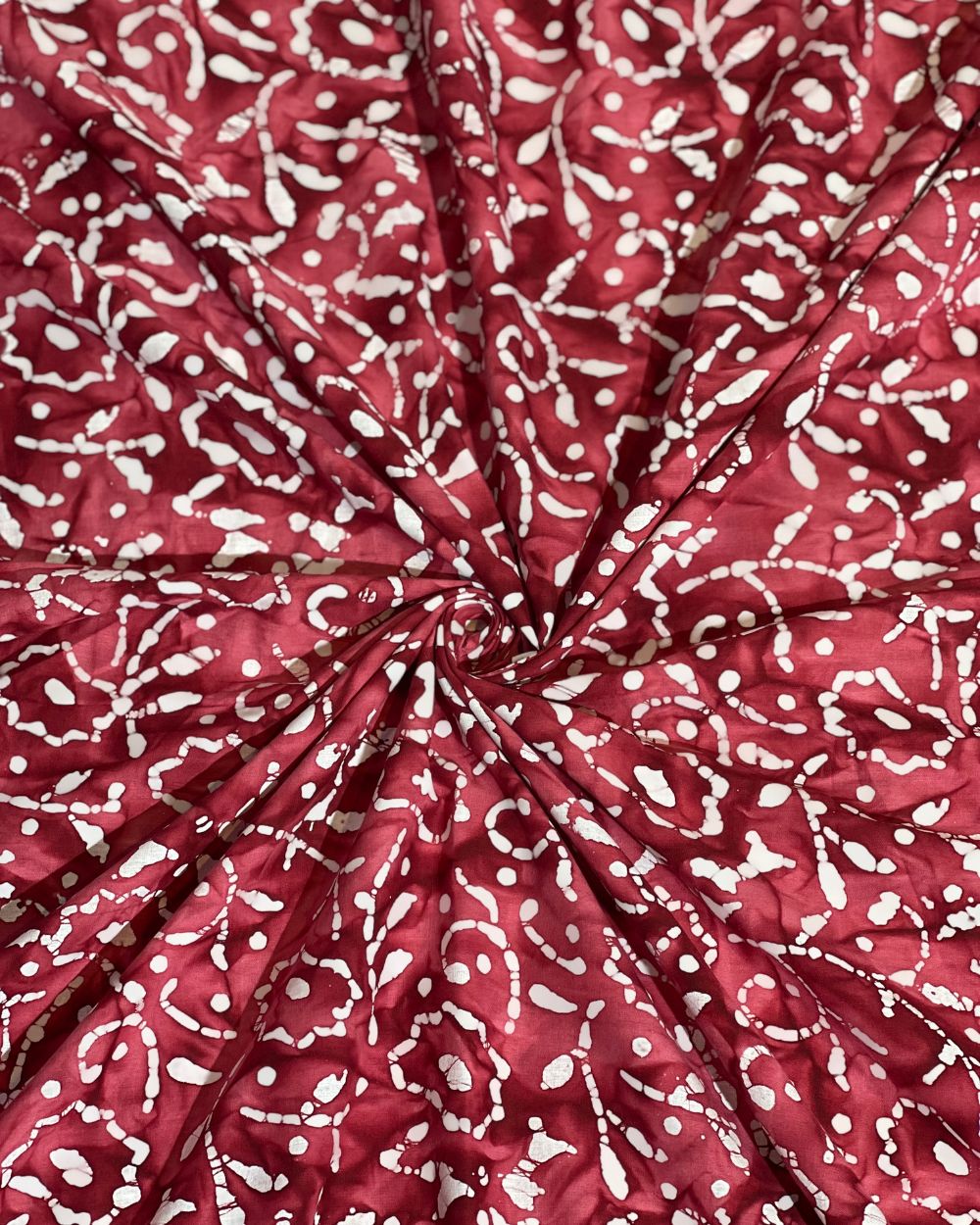 Cotton Hand Blocked Wax Batik Print Pastel Maroon Colour 46 Inches Width