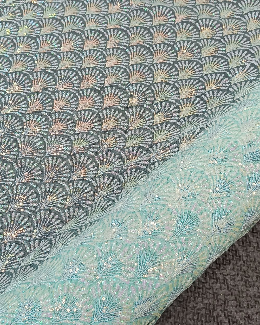 Net Work Turquoise Blue Colour 44 Inches Width