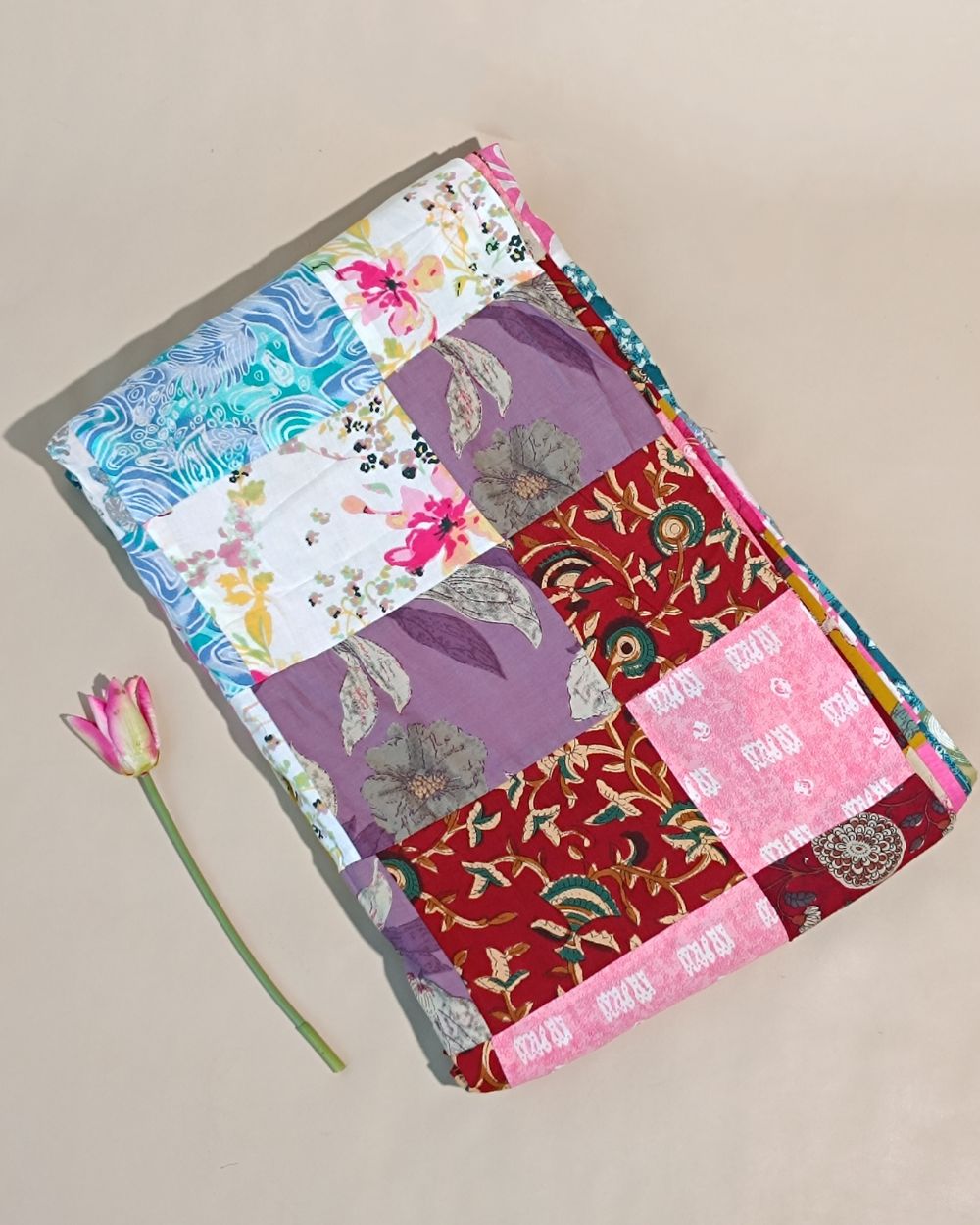 Printed Cotton  Patchwork Quilt Multicolor 42 Inches Width