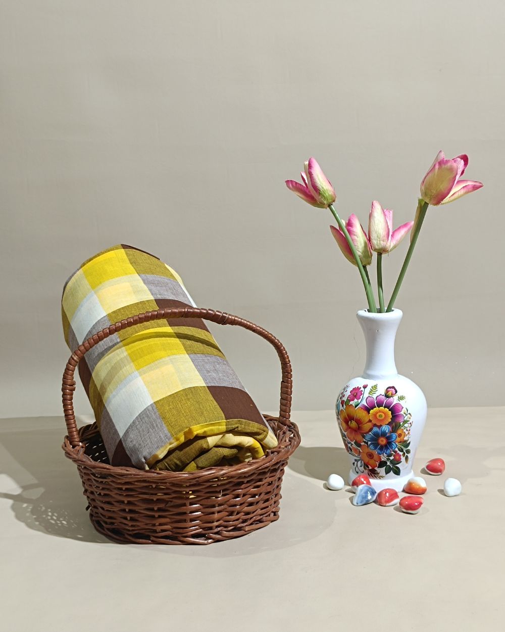 Printed Cotton Checks Multi Colour 44 Inches Width