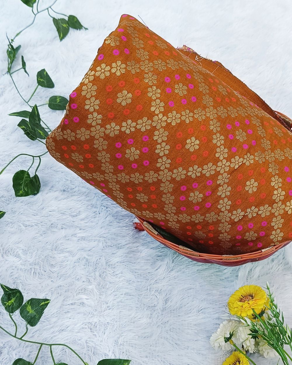 Banarasi Rusty Orange Colour 44 Inches Width