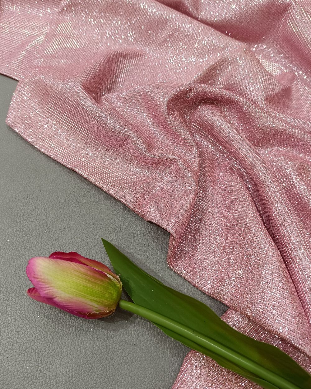 Imported Sparkle Peach Pink Colour 55 Inches Width
