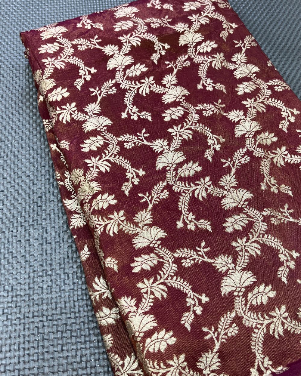 Cosmos Zari Work Wine Colour 45 Inches Width