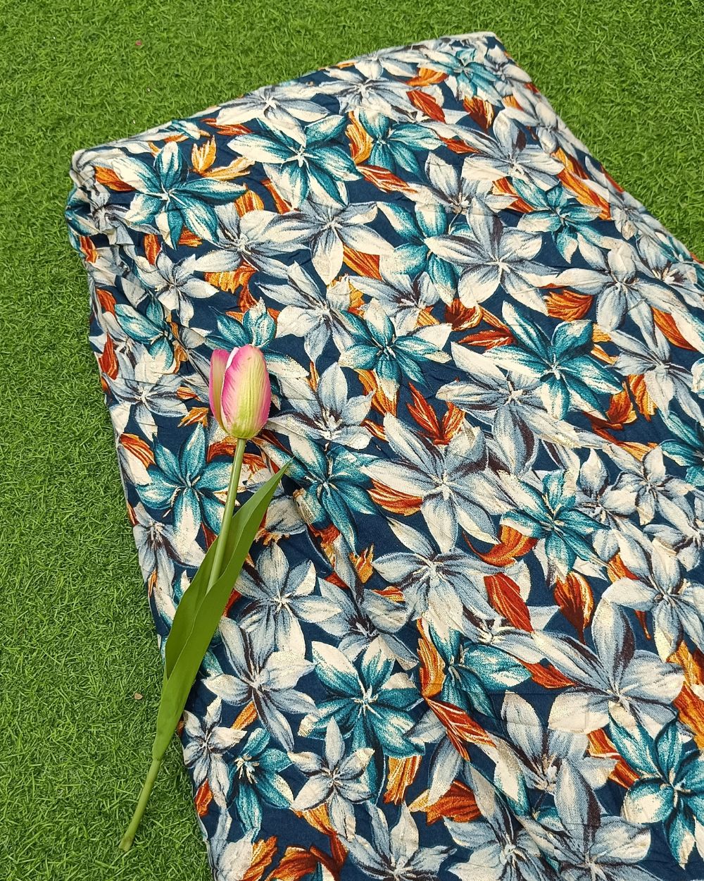 Rayon Foil Print Kerosene Colour 60 Inches Width