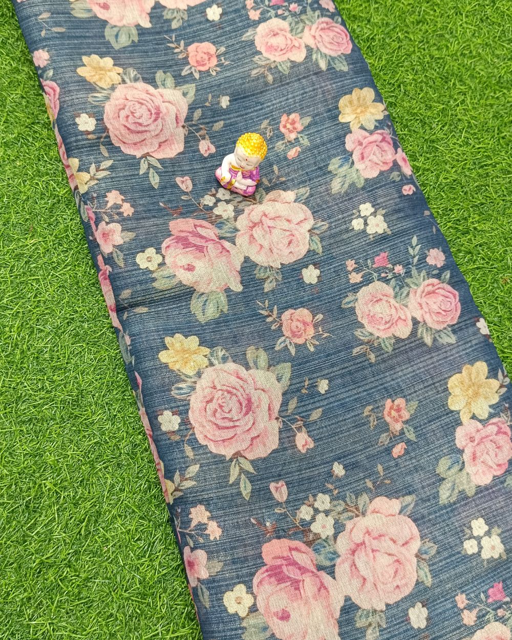Printed Zari-Digital Navy Blue Colour 42 Inches Width