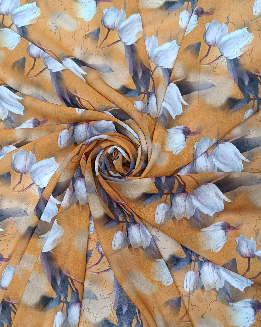 Fox Georgette Digital Print Mustard Colour 44 Inches Width