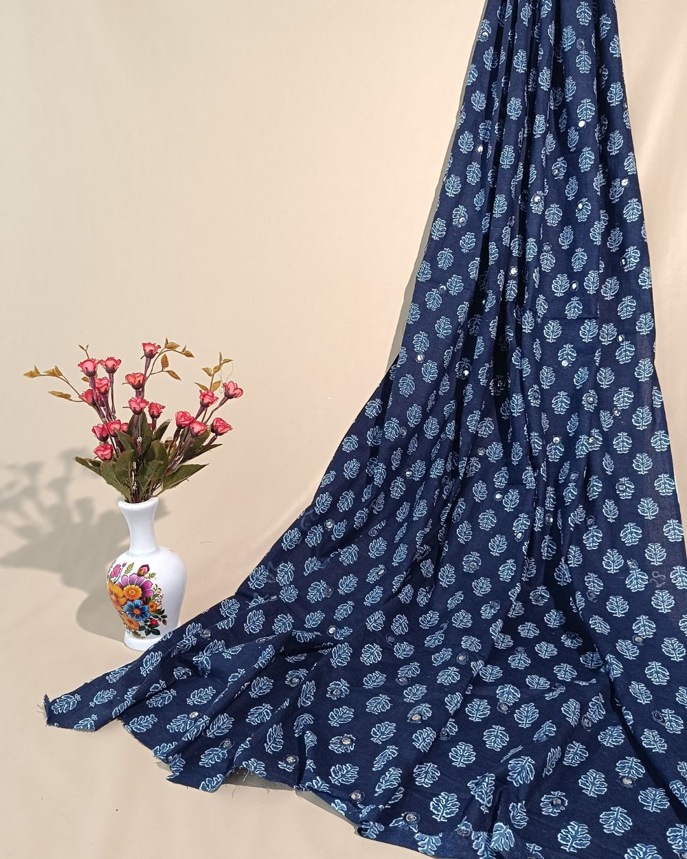 Cotton Abla Work Indigo Blue Colour 42 Inches Width