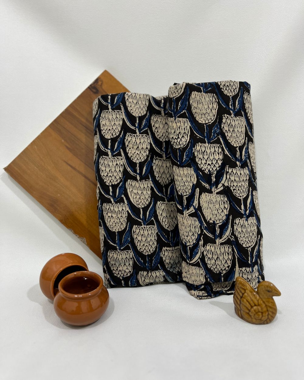 Bagru Hand Block Printed Cotton Black Colour 45 Inches Width
