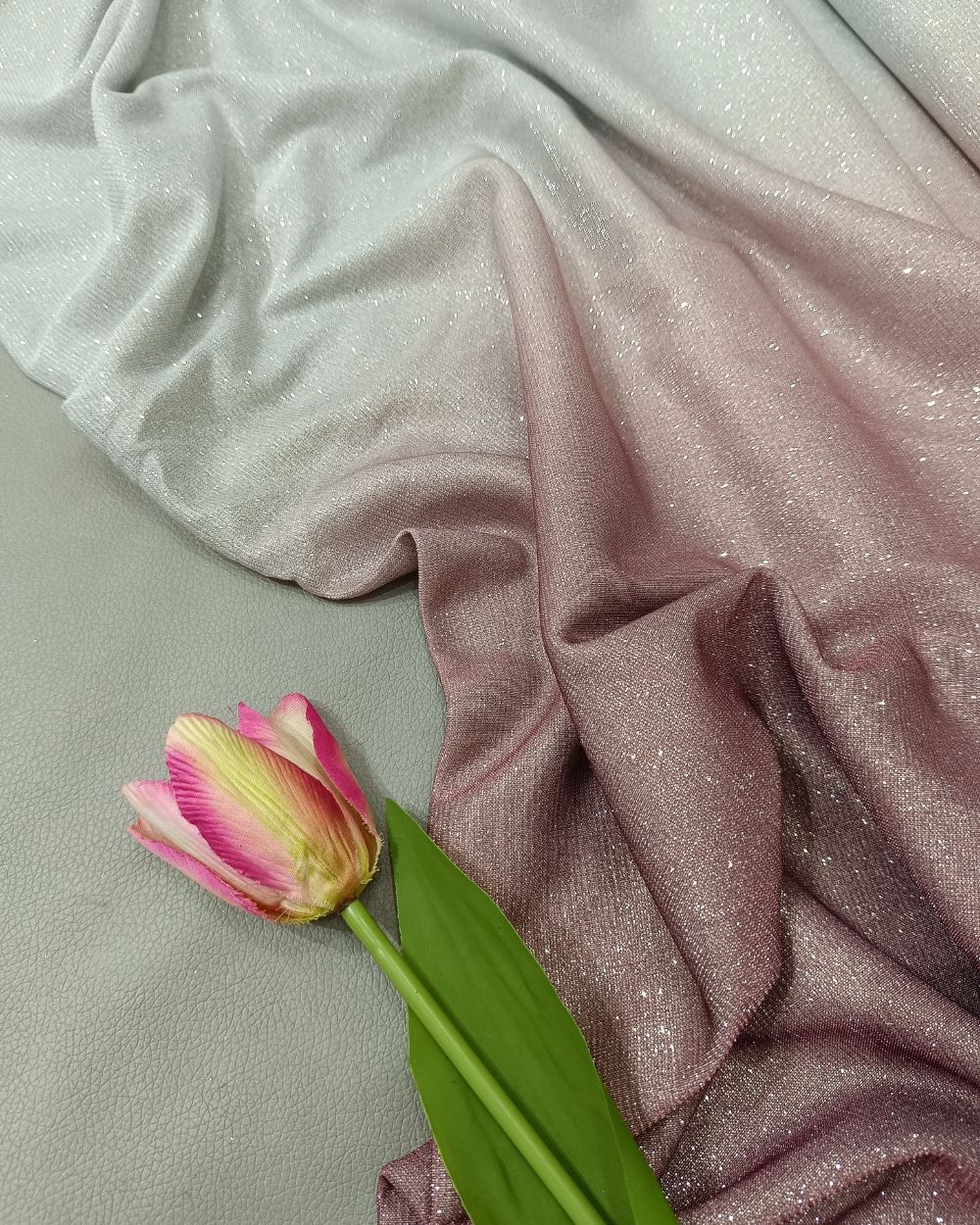 Imported Sparkle Dual Tone Shaded (Silver & Wine) Colour 55 Inches Width