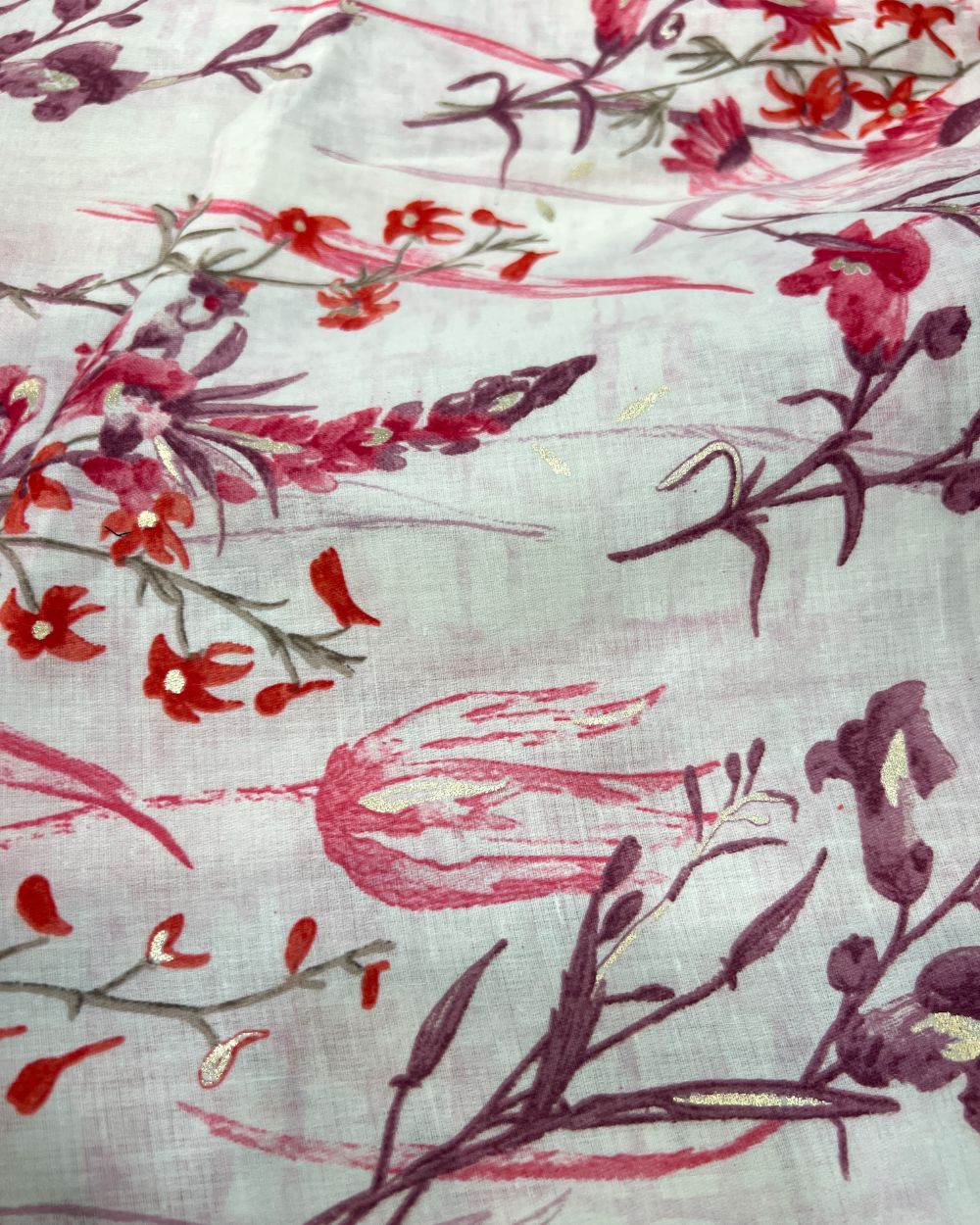 Mal Cotton with Foil White Colour 46 Inches Width