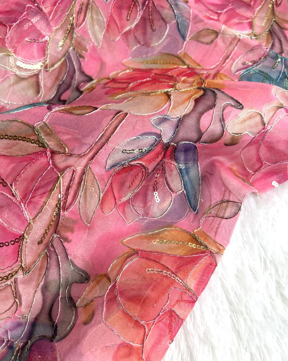 Pure Soft Organza Work Pink Colour 45 Inches Width