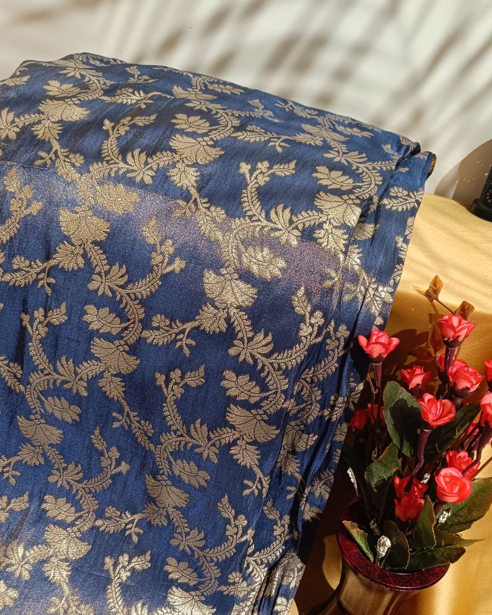 Cosmos Zari Work Navy Blue Colour 45 Inches Width