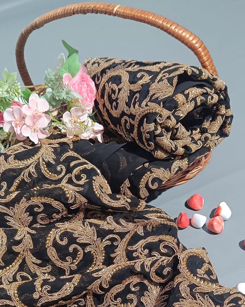 Georgette Work Black Colour 42 Inches Width