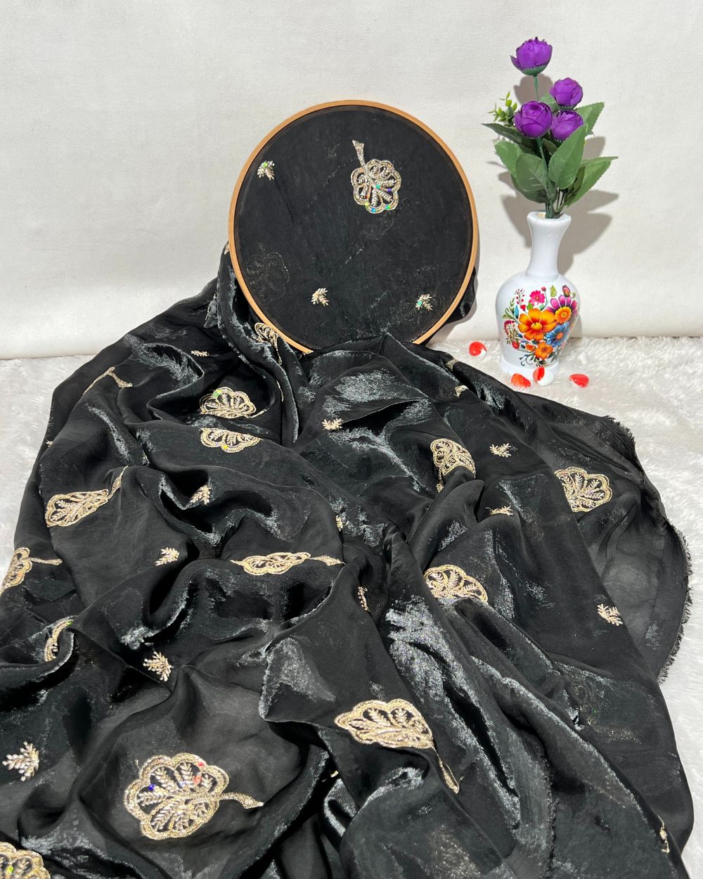 Space Silk Work Black Colour 46 Inches Width