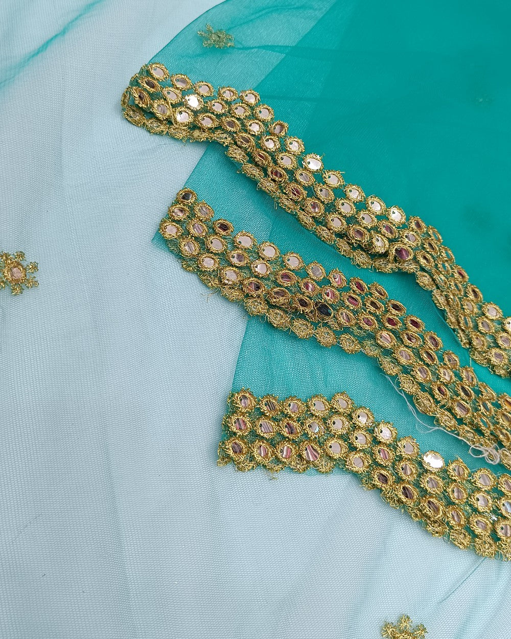 Dupatta Net Dark Sky Blue Colour 36 Inches Width