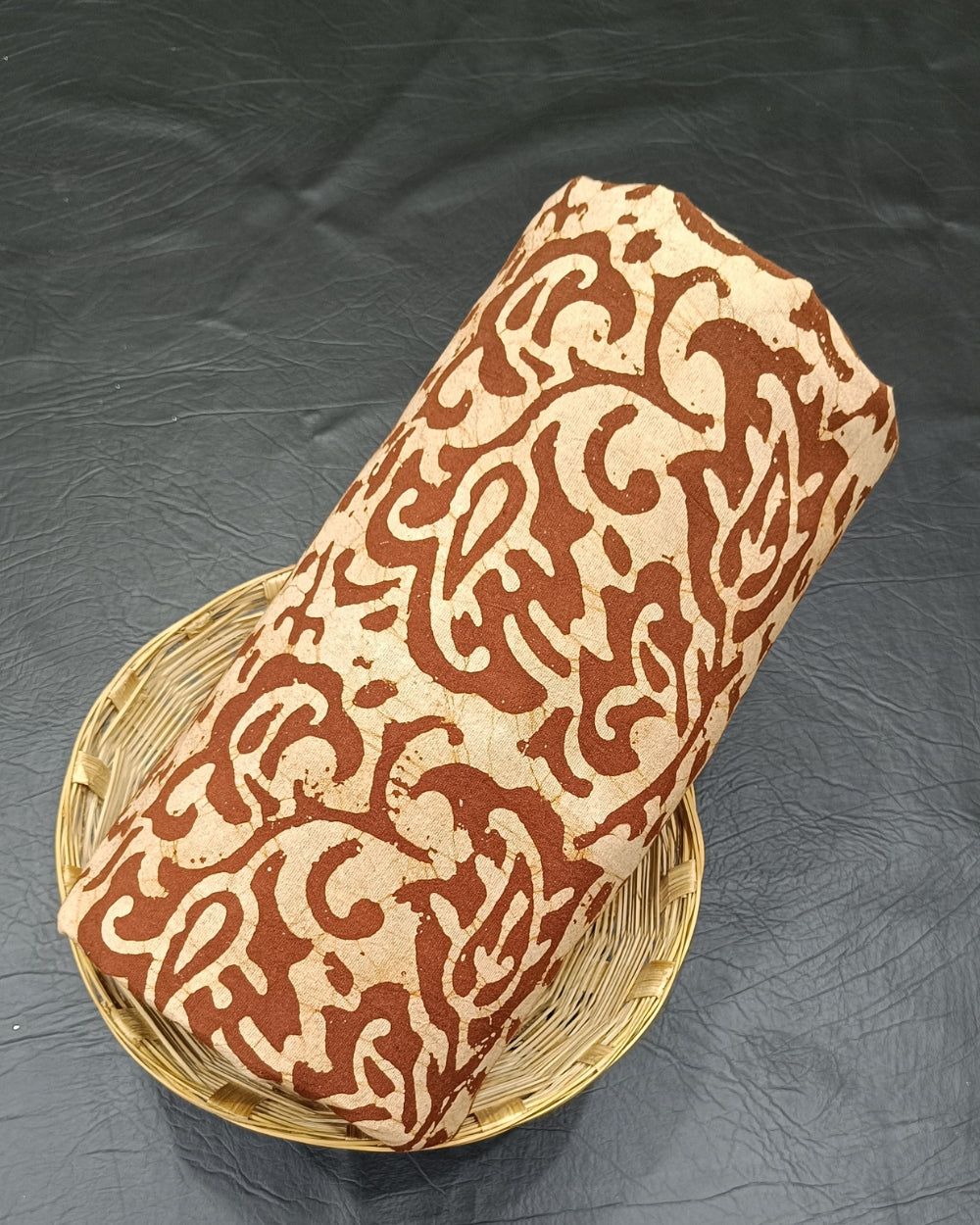 Cotton Hand Blocked Wax Batik Print Brown Colour 45 Inches Width