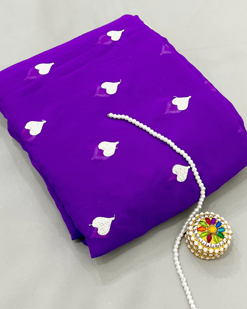 Georgette Work Purple Colour 44 Inches Width