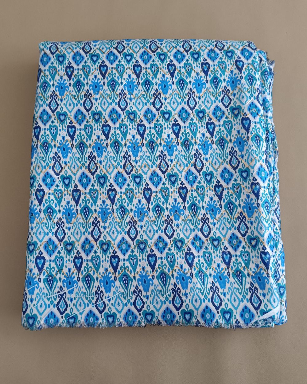 Silk Crochet Work  Blue Colour 42 Inches Width