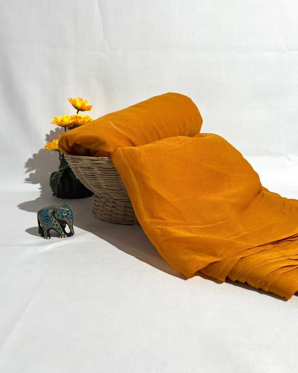 Plain Star Georgette Mango Yellow Colour 44 Inches Width