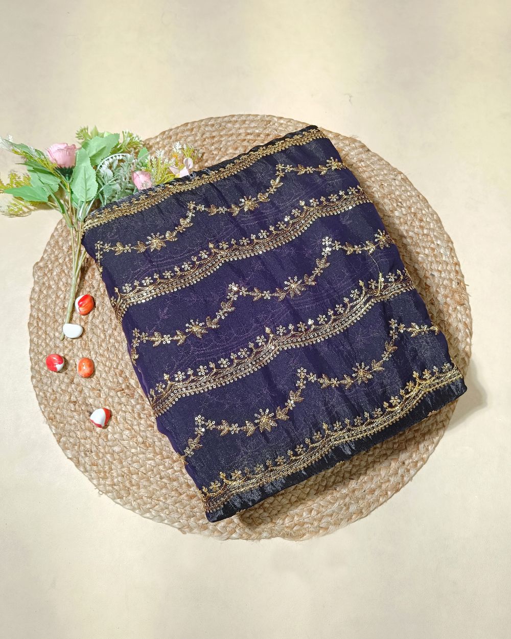 Space Silk Work Dark Purple Colour 46 Inches Width