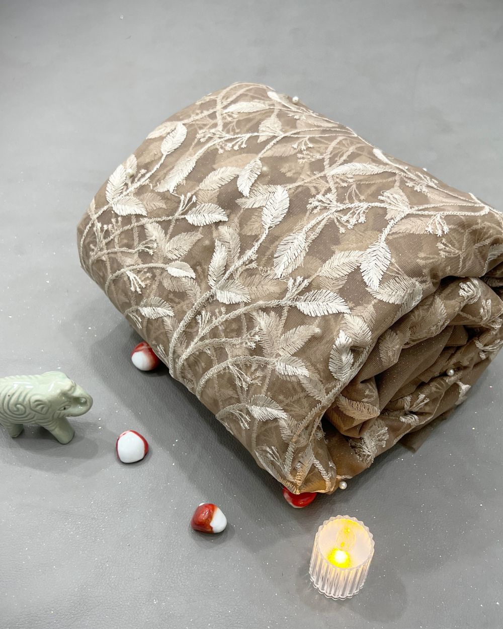 Moti Net Work Brown Colour 42 Inches Width