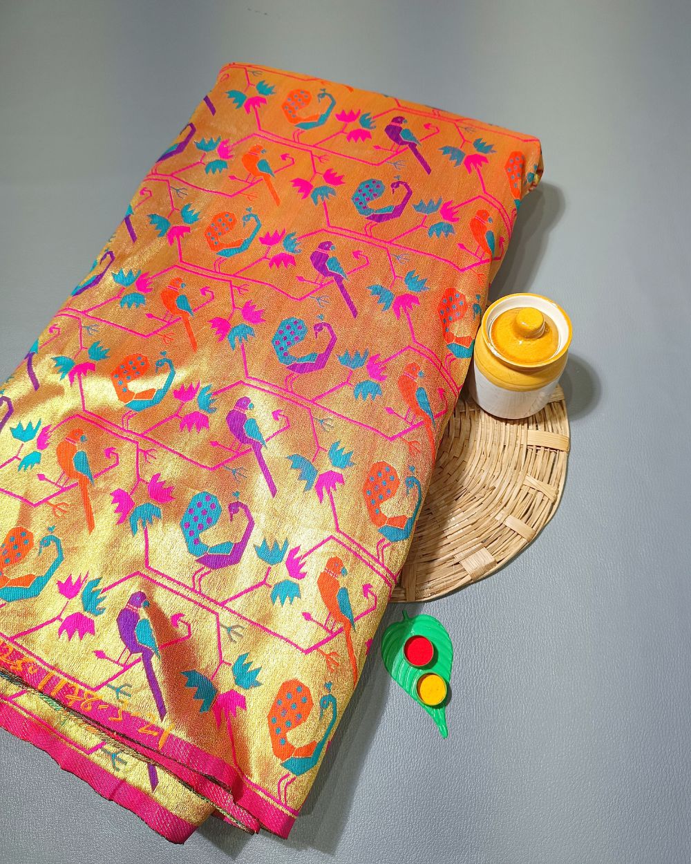 Jacquard Brocade Paithani Multicolor 44 Inches Width