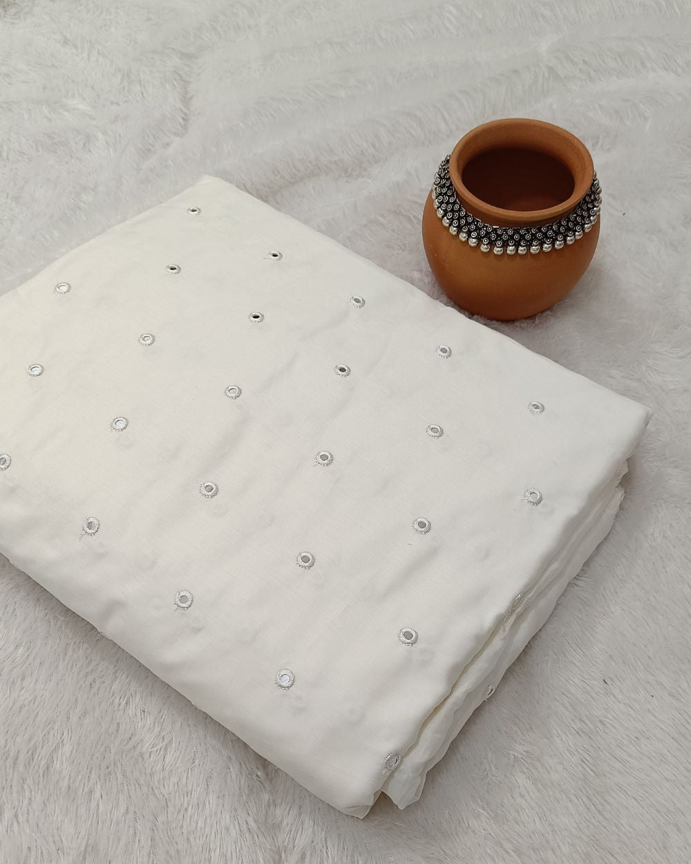 Cotton Abla Work Off White Colour 42 Inches Width