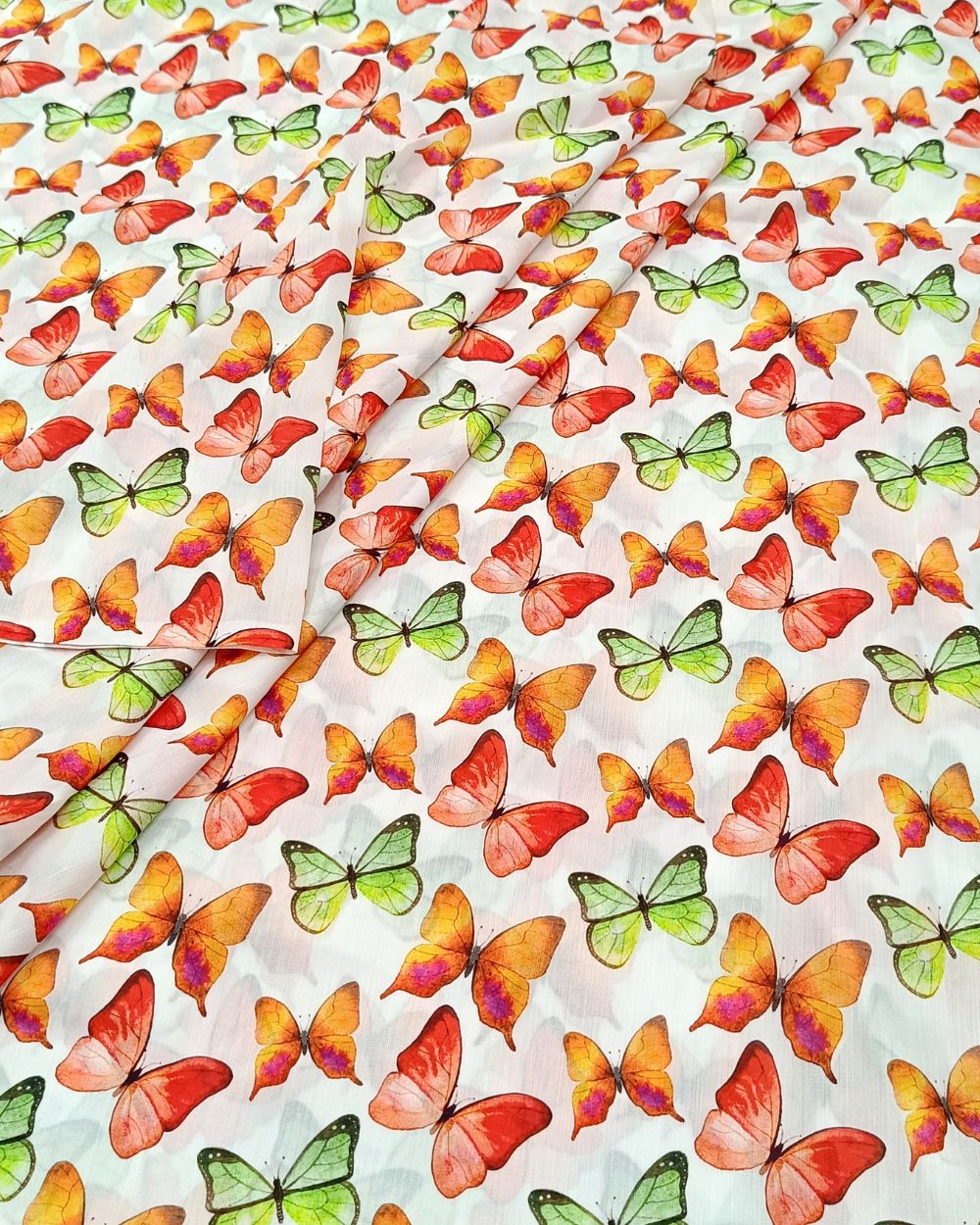 Pure Soft Printed Cotton White Colour 44 Inches Width