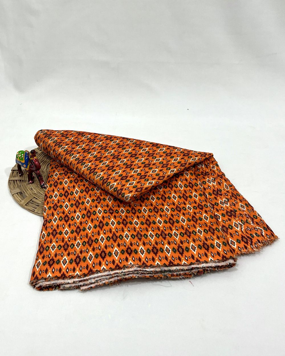 Silk Crochet Work Orange Colour 44 Inches Width