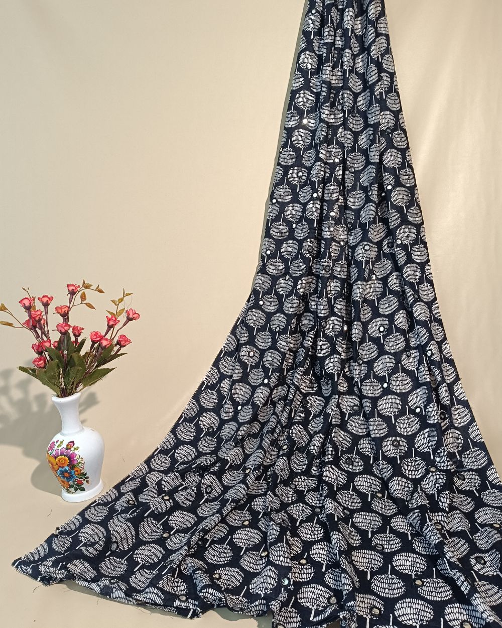 Cotton Abla Work Black Colour 42 Inches Width