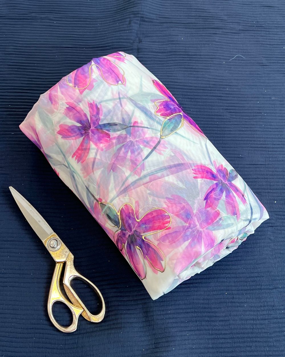 Premium Printed Organza Foil White Colour 43 Inches Width