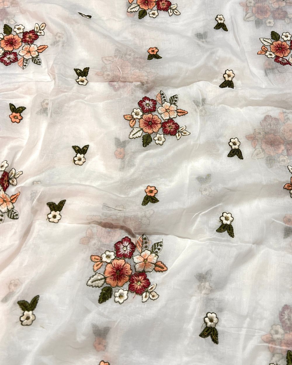 Mal Cotton with Thread Work White Colour 42 Inches Width