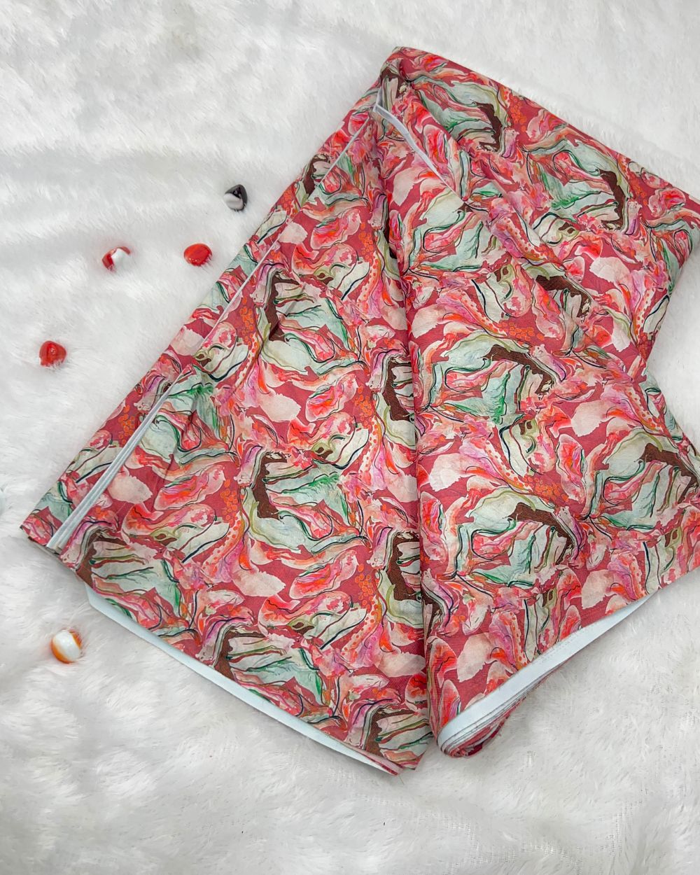 Printed Cotton Mix Pashmina Peach Colour 42 Inches Width