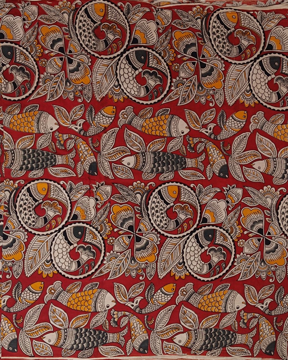 Hand Block Printed Cotton Kalamkari Red Colour 44 Inches Width