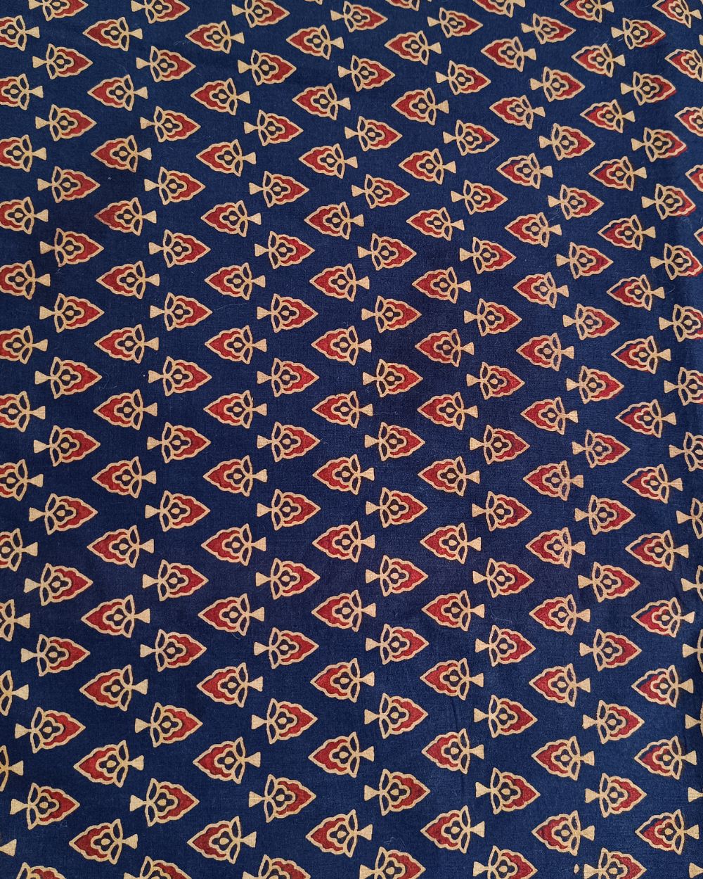 Ajrakh Cotton Natural Dye Block Printed Navy Blue Colour 44 Inches Width