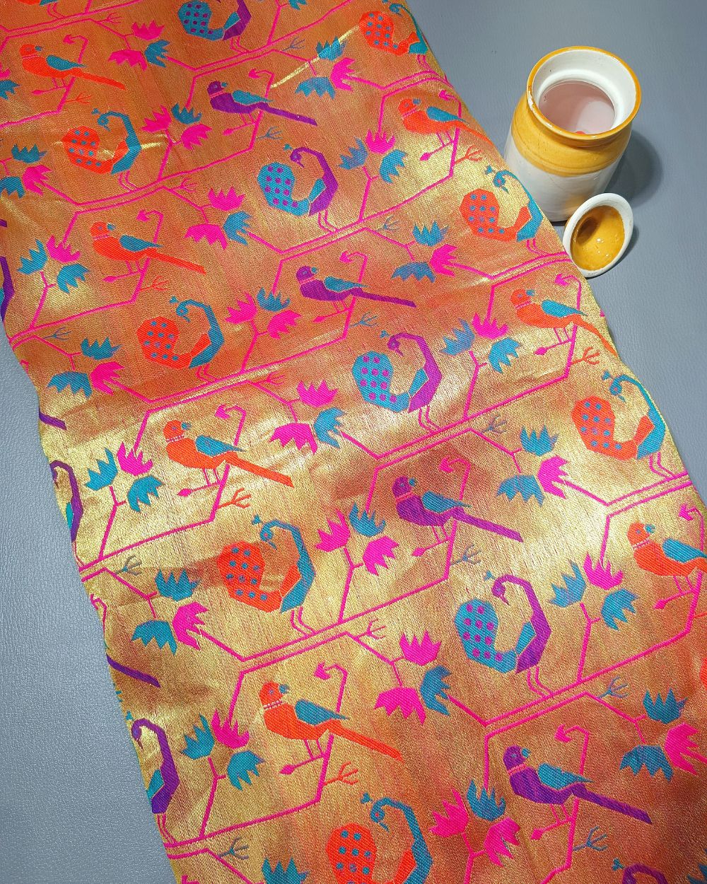 Jacquard Brocade Paithani Multicolor 44 Inches Width